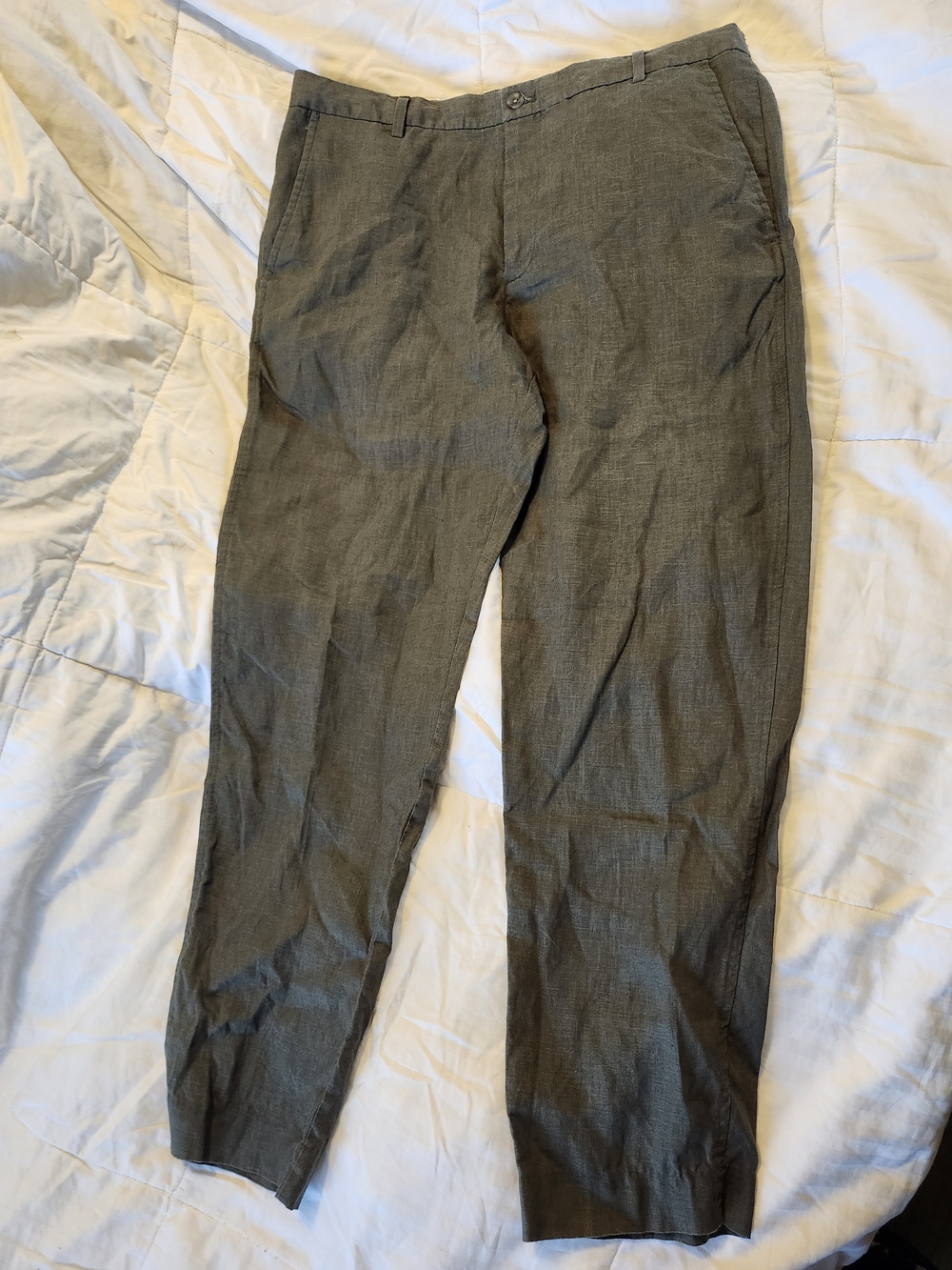 Zara Olive Linen Drawstring Easy Pants